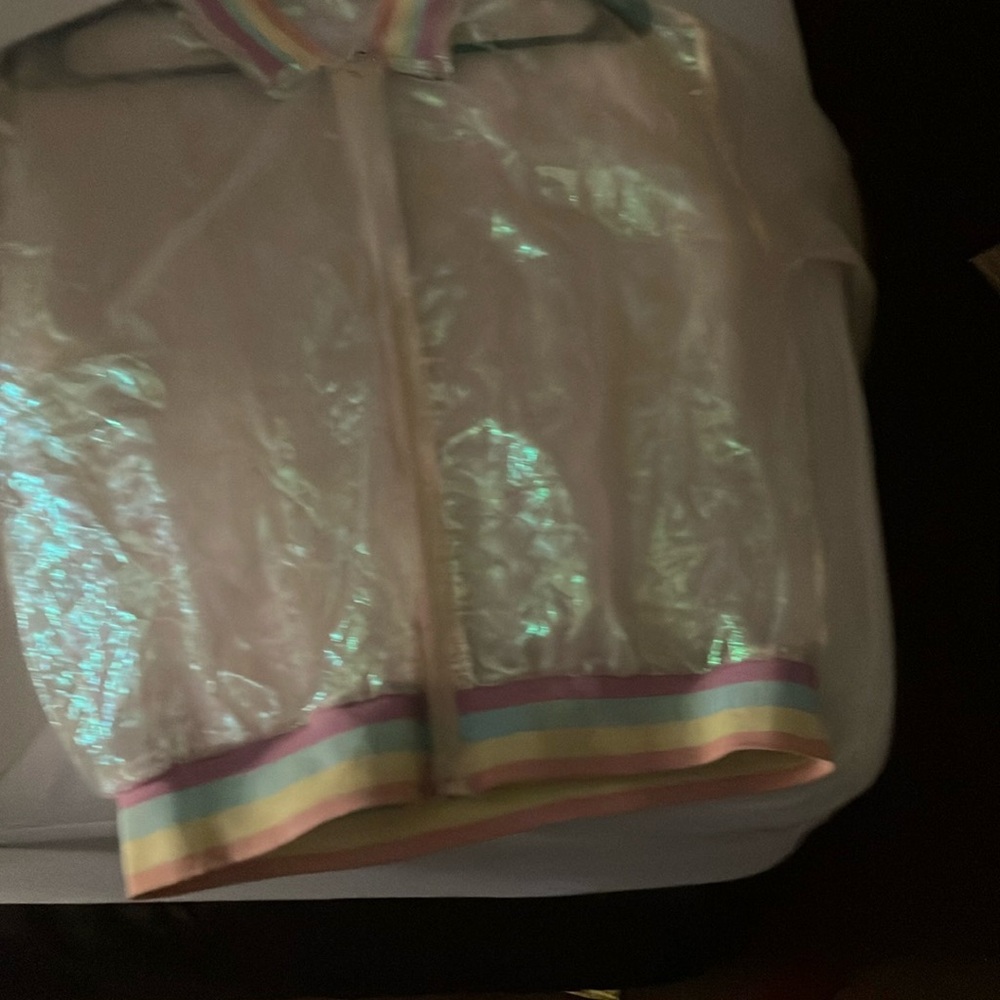 Iridescent Jacket with Pastel Stripes